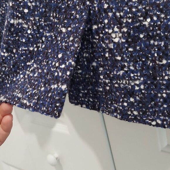 Hugo Boss Julira Tweed Suit Jacket In Pilot Fantasy Fringe Collar Sz 10 - Picture 8 of 15